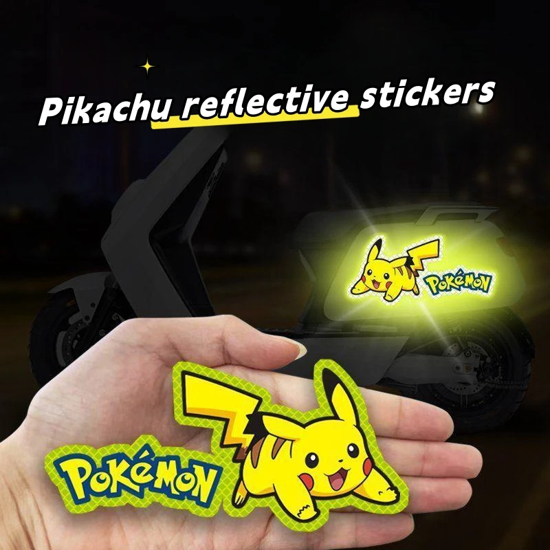 Pokemon Pikachu Stickers Glow Stickers for Motorcycle Reflective Sticker for Scratches Warning Reflective Sticker for Car