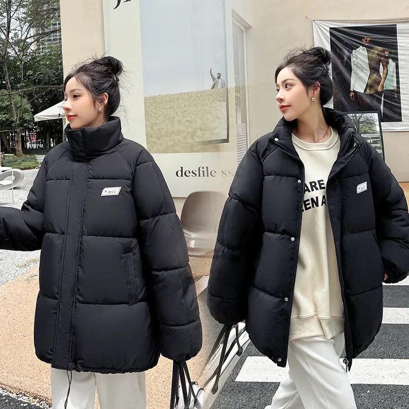 Casaco de algodão coreano feminino, jaqueta feminina, casacos curtos de estudante, pena, inverno, 2023