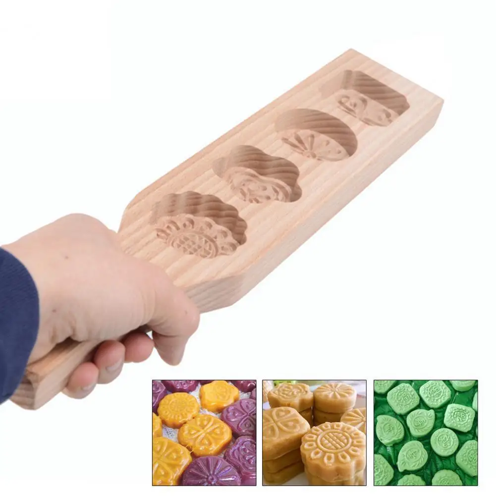 7 Styles Modern Chinese Style 3D Floral Muffin Cookie Mold Wooden Mooncake Cake Pastry Baking Mold Tools Kitchen Accessories