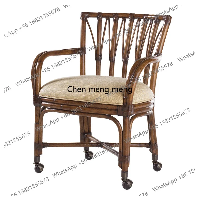 cc182All solid wood chess and card chair mahjong table octagonal square tea table dining chair bamboo rattan leisure book chair