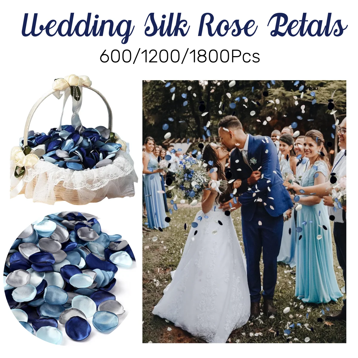 600-1800Pcs Silk Rose Petals Artificial Flower Petals Fake Petal for Wedding Flower Girl Basket Aisle Scatter Dinner Table Decor