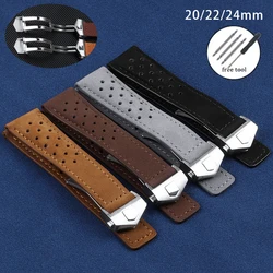Genuine Leather Strap 20mm 22mm 24mm Cow Watch Band for Tag Heuer for Carrera Series Wristband Universal Sport Soft Bracelet
