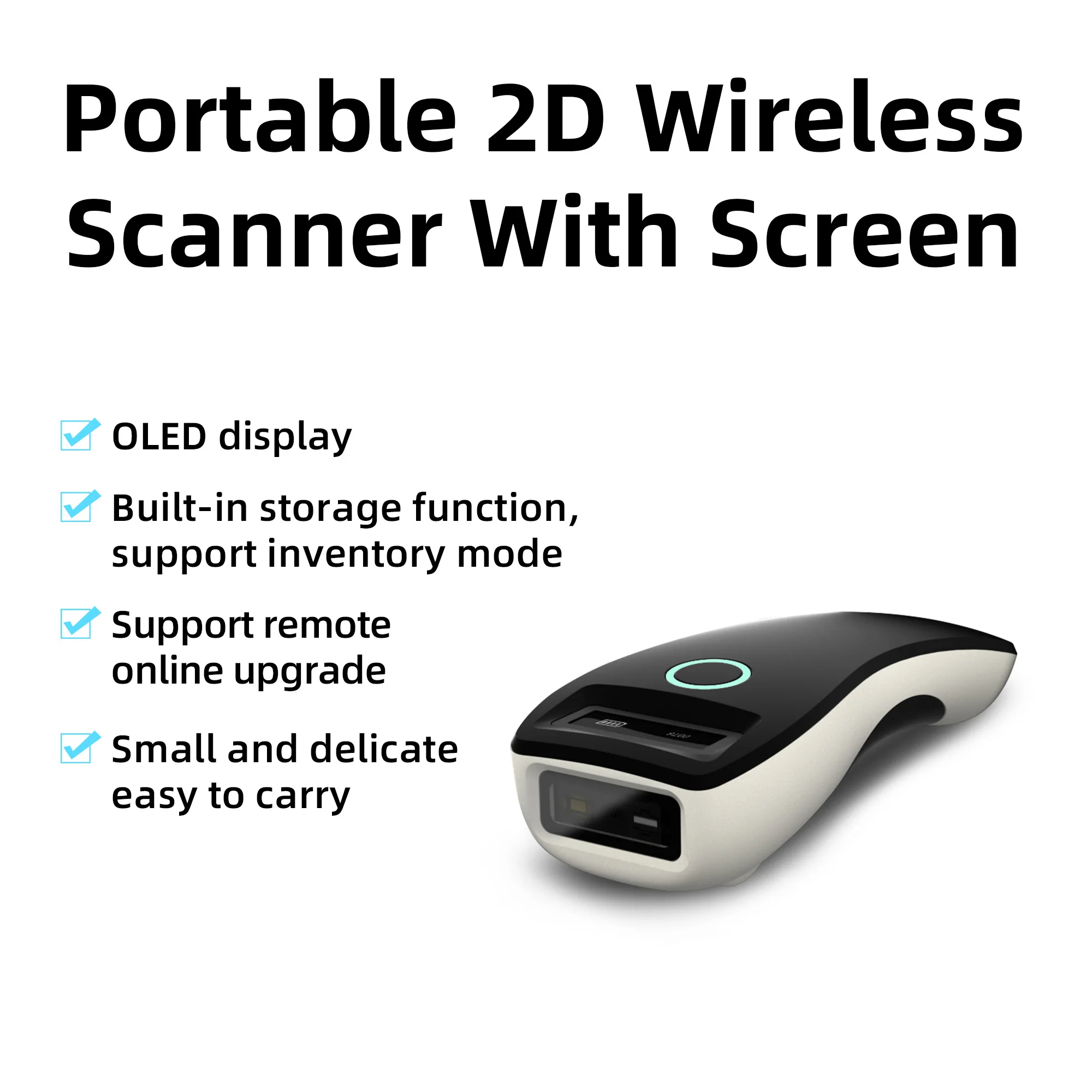 2D Barcode Scanner Bluetooth 2.4G Wireless 1D 2D QR Code Mini Handheld Portable Pocket Reader IOS Android PC for Mobile Payment