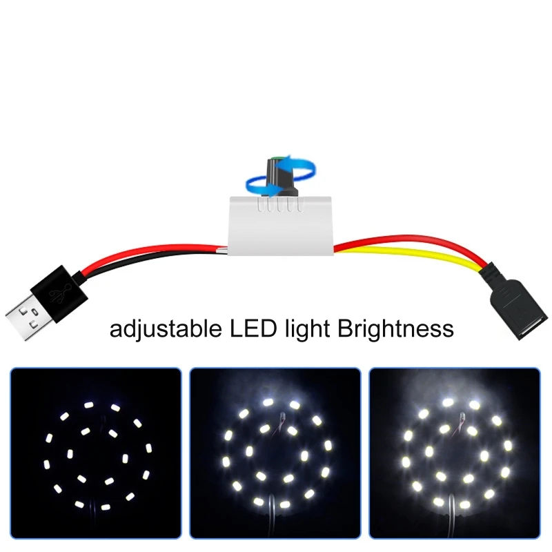 DC5V Stepless USB Manual Knob LED Dimmer Switches for LED Strip Light Brightness Adjustment USB Fan Speed Controller