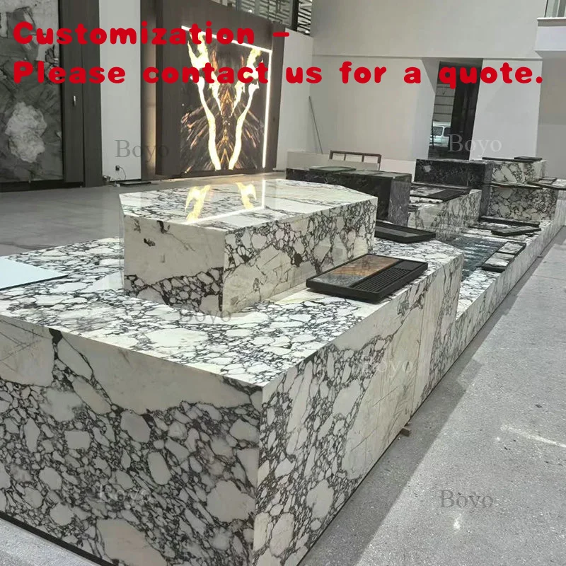 

custom.Store Furniture Modern Luxury Center Tables Island showcase Calacatta Viola Marble Retail Display Table