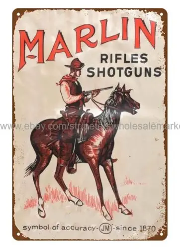 outdoor wall plaques Marlin Rifles Shotguns firearm ammo metal tin sign