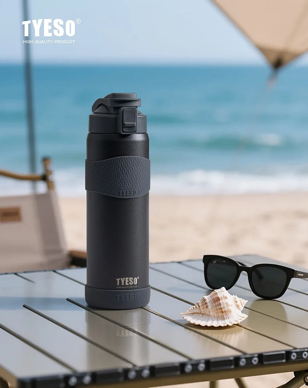 TYESO Vacuum Insulated Bottle 304 Stainless Steel Portable Sports Water Bottle with Straw for Travel Cycling& Outdoor Activities