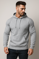 Men's  Solid Gray Pullover Hoodie Sport Autumn Winter Cozy Windproof Layering Seasonal Essentials Streetwear With Kangaroo Pocke