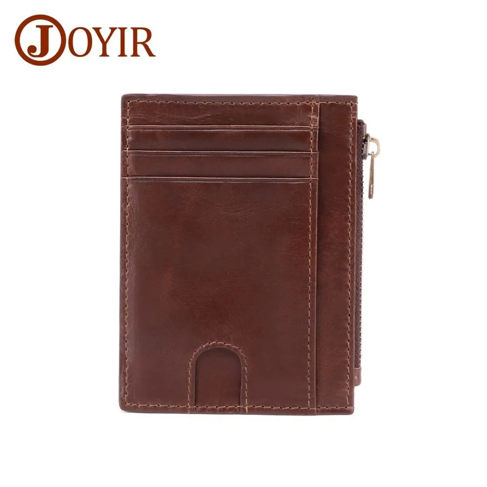 Genuine Cowhide Leather RFID Men Card Wallet Mini Casual Holder With Coin Pocket Men's Small Thin Walet Slim Wallets