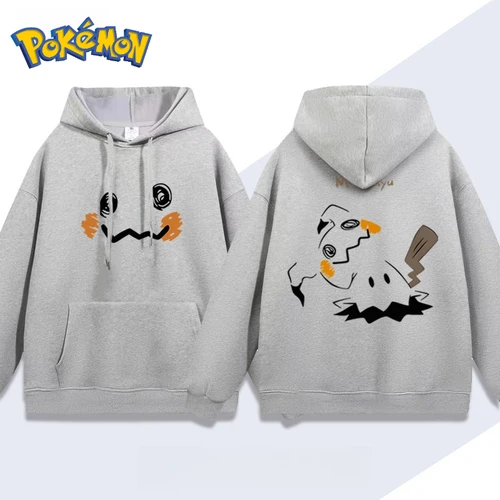 Imagen 2 del producto Pokémon Anime Mimikyu Sudadera con capucha con estampado frontal y trasero para hombres y mujeres Otoño/Invierno nuevo Y2K Harajuku de talla grande suéter Casual Top