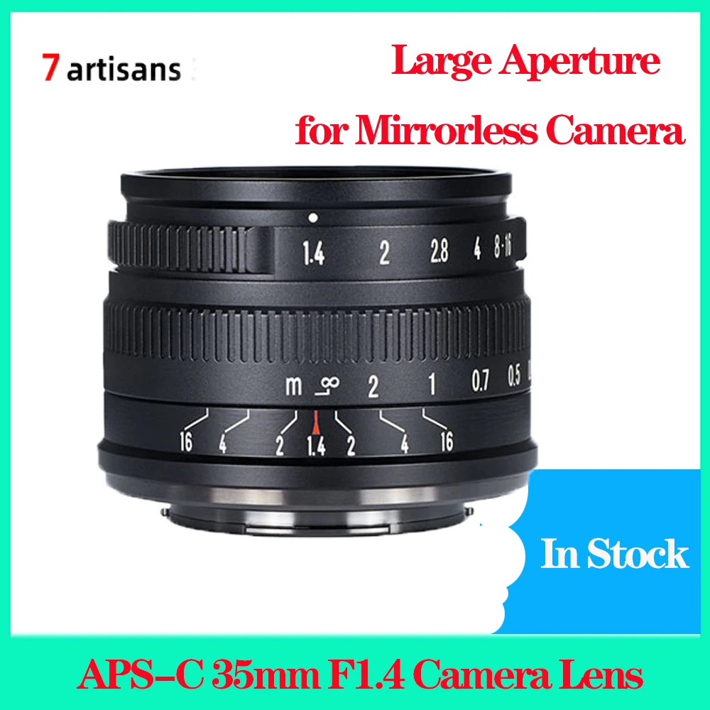 

7artisans APS-C 35mm F1.4 Camera Lens for Mirrorless Camera Large Aperture For Fuji XT5 Canon M200 Sony ZV-E10