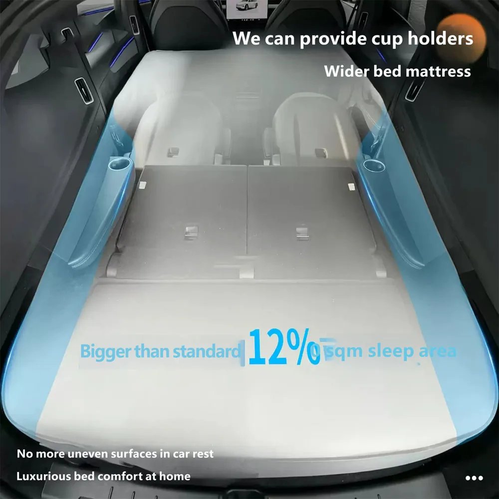 For Tesla Model YL Camping Mattress Memory Cotton Foldable Travel Sleep Mat Hidden Storage Space-Saving