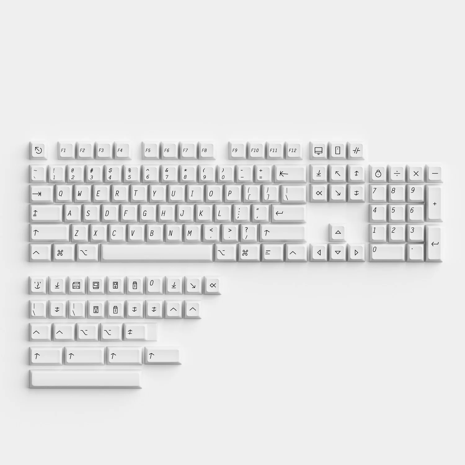 Mínimo branco apple macintosh estilo keycaps para teclado mecânico, perfil xda, pbt, conjunto de 137 peças