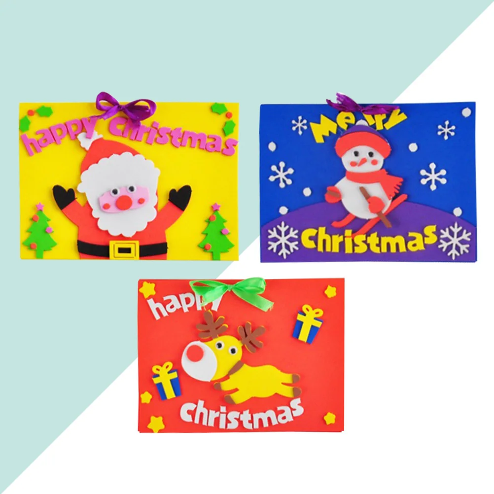 

3Pcs DIY Christmas Cards Making Supplies Craft Accessories for Kids Kindergarten Daycare Nursery School Educational Fun