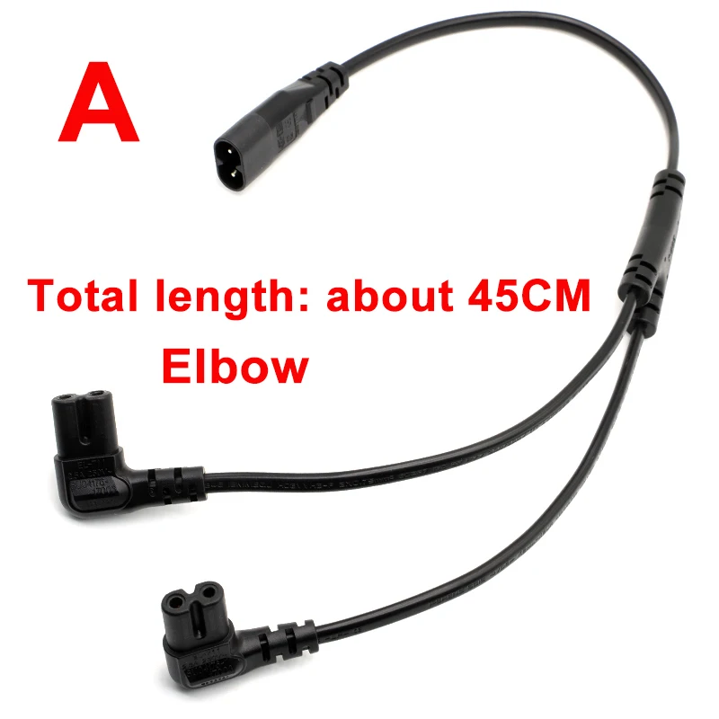 IEC 320 C8 2Pin Male to 2 X C7 Female Y Split Power Cable About 45CM/30CM IEC 320 C7 to C8 Extension Cords C8 Male to C7 Female