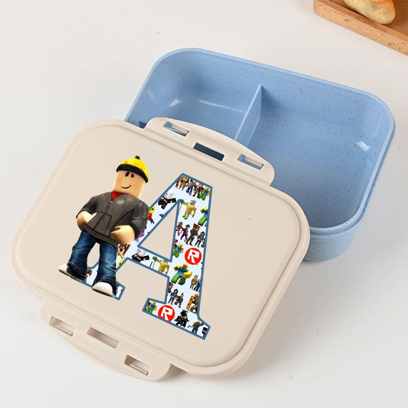 

New Roblox Bento Lunch Box Cartoon Letter A-Z Printed Food Storage Containers Kids Boys Lunch Box Children Birthday Gifts