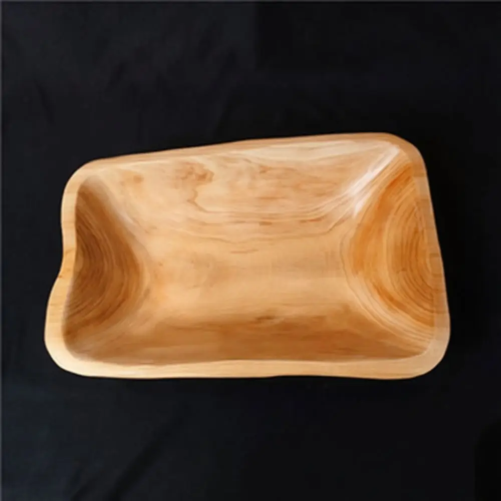 Vintage Rustic Wooden Fruit Bowl Handcrafted Fir Tray Decorative Serving Dish Natural Home Kitchen Table Ornament