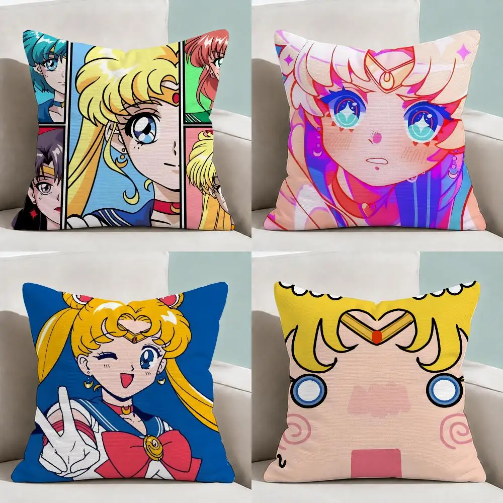 Anime S-Sailor Moon Kawaii Cushion Cover  Throw Pillow Soft Short Plush Cozy Durable Colorfast For Sofa Bedroom Home Decor Gift