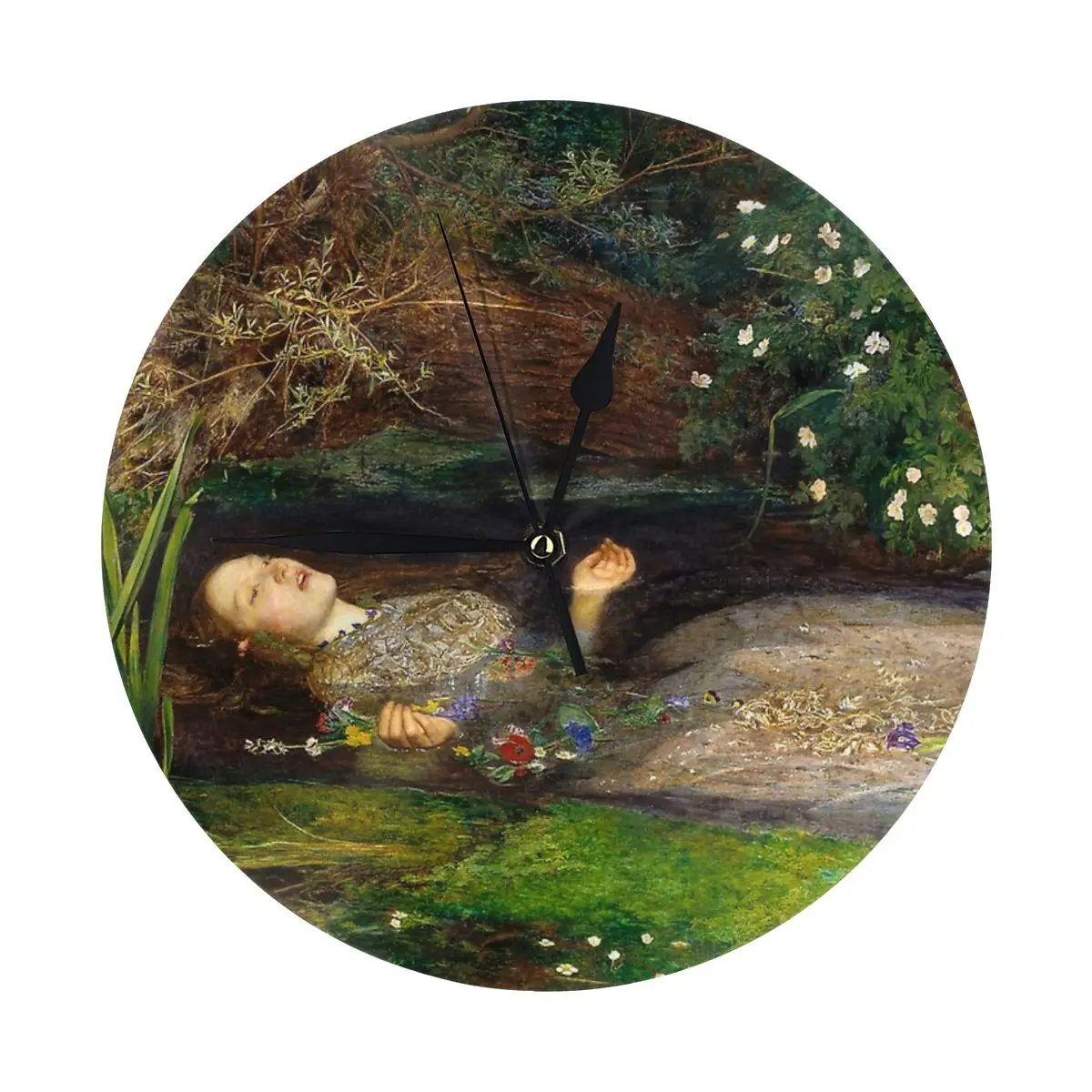 Ophelia Painting By John Everett Millais Wall Clock Room Decoration Clock Must-have Ornament Round