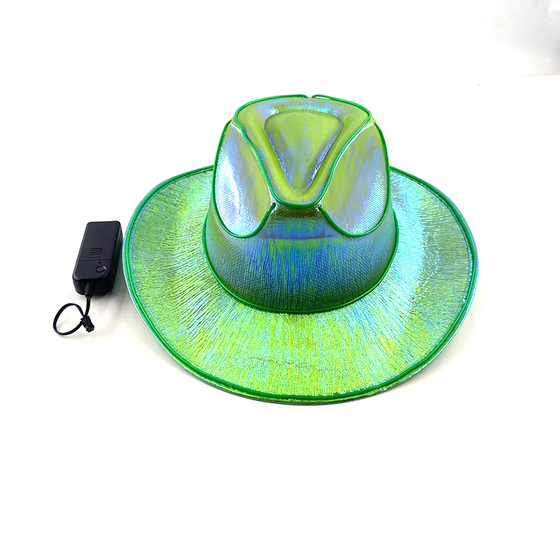Leuchtende Partyartikel für Junggesellinnenabschiede, leuchtender Braut-Cowgirl-Hut, LED-Perlmutt-Cowboyhut, modischer Neon-Licht-Hut für Partys – Detail 18