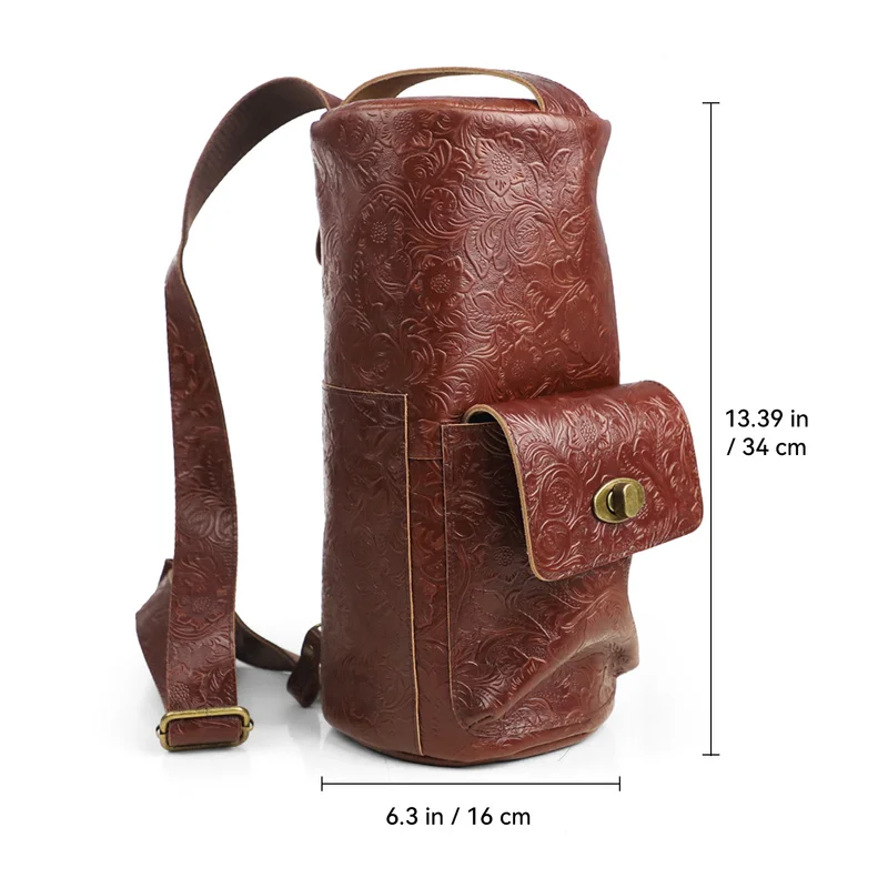 Ancient Trend Handmade Genuine Leather Chest Bag, Casual Crossbody Pack, Top-Grain Vegetable-Tanned Cowhide Single-Shoulder Pock