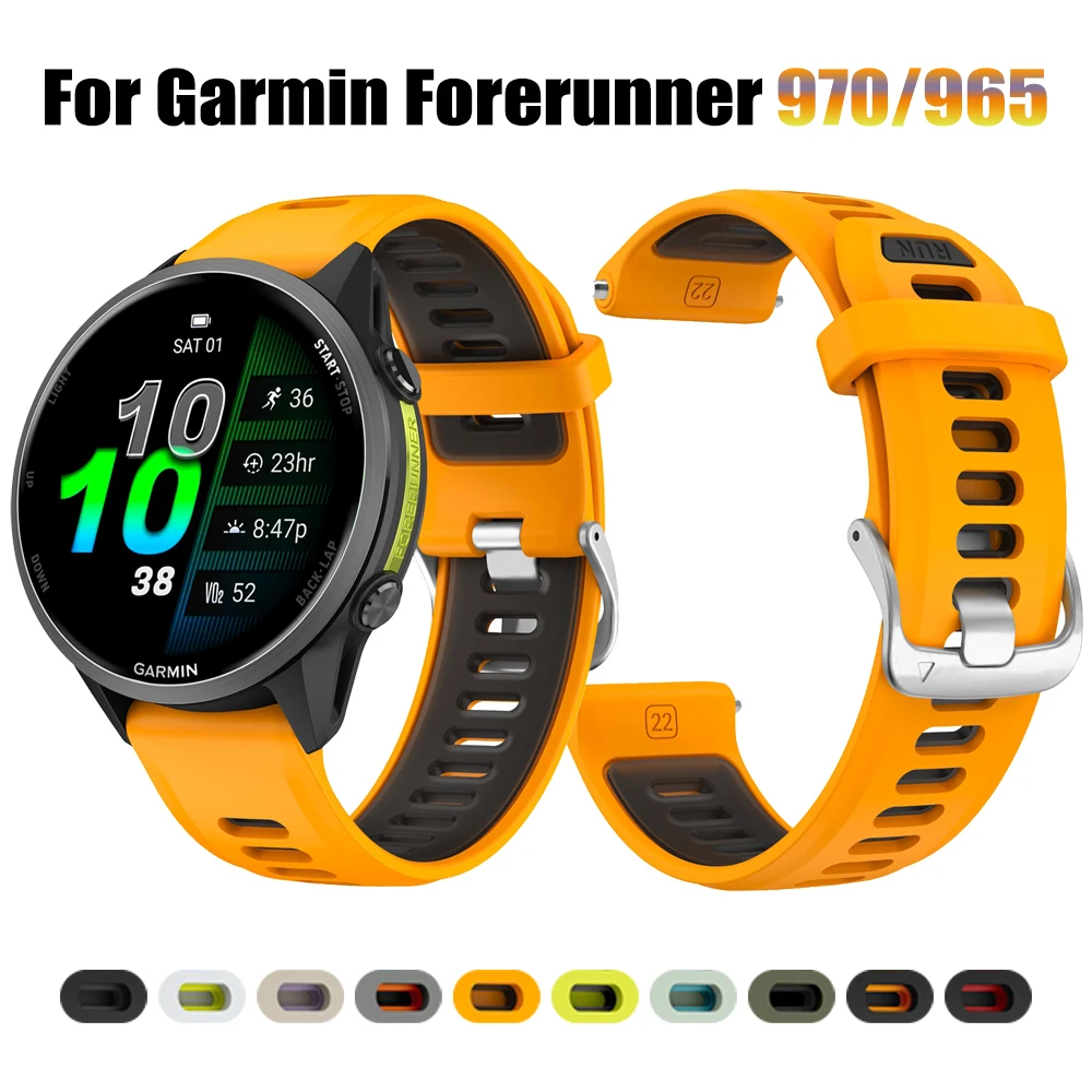 Sport Zweifarbiges Silikonband für Garmin Forerunner 970 965 955 Solar 945 935 745 Armband Armband Armband Zubehör