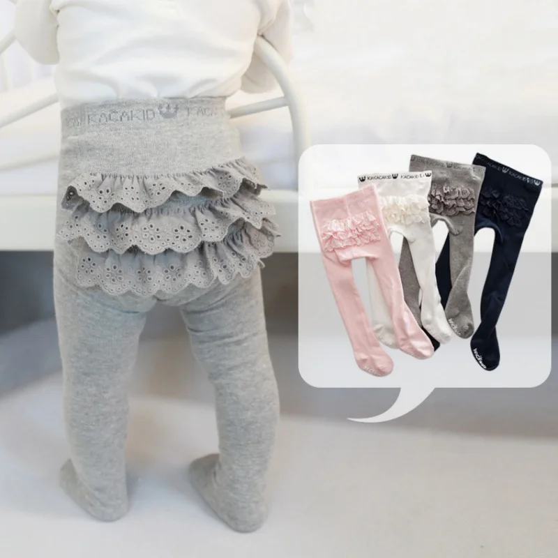 Medias para bebés de 0 a 4 años, leggings para niñas, medias de algodón con encaje suave, pantimedias para niños, pantimedias de princesa para primavera y otoño, nuevas