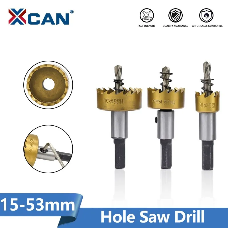 

XCAN Hole Saw Drill 15-53mm HSS Steel Hole Opener Cutter for Metal Drilling Tool TiN Coated Core Drill Bit