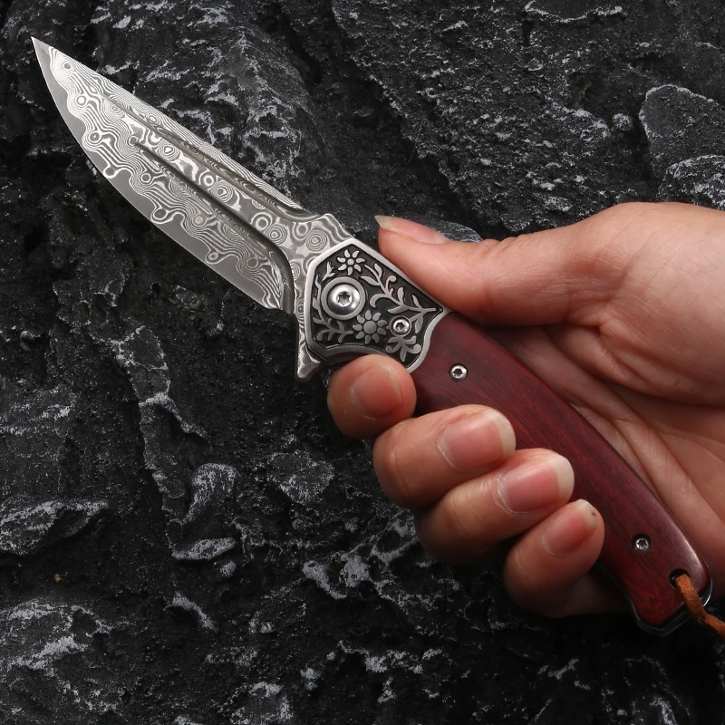 VG10 Damascus Folding Knife Tactical Military Outdoor Camping Survival Hunting EDC Self Defense