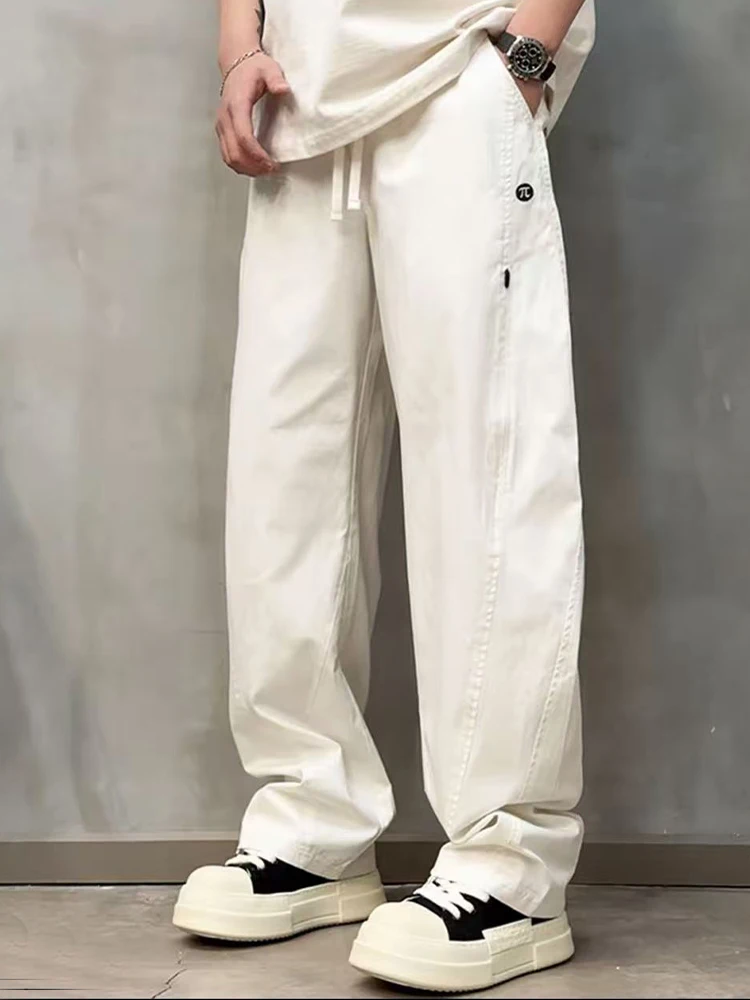 American Style Embroidered Casual Pants Men's Spring Summer Thin Simple Match Quick Dry Straight Leg Youth Handsome Wide Leg ...