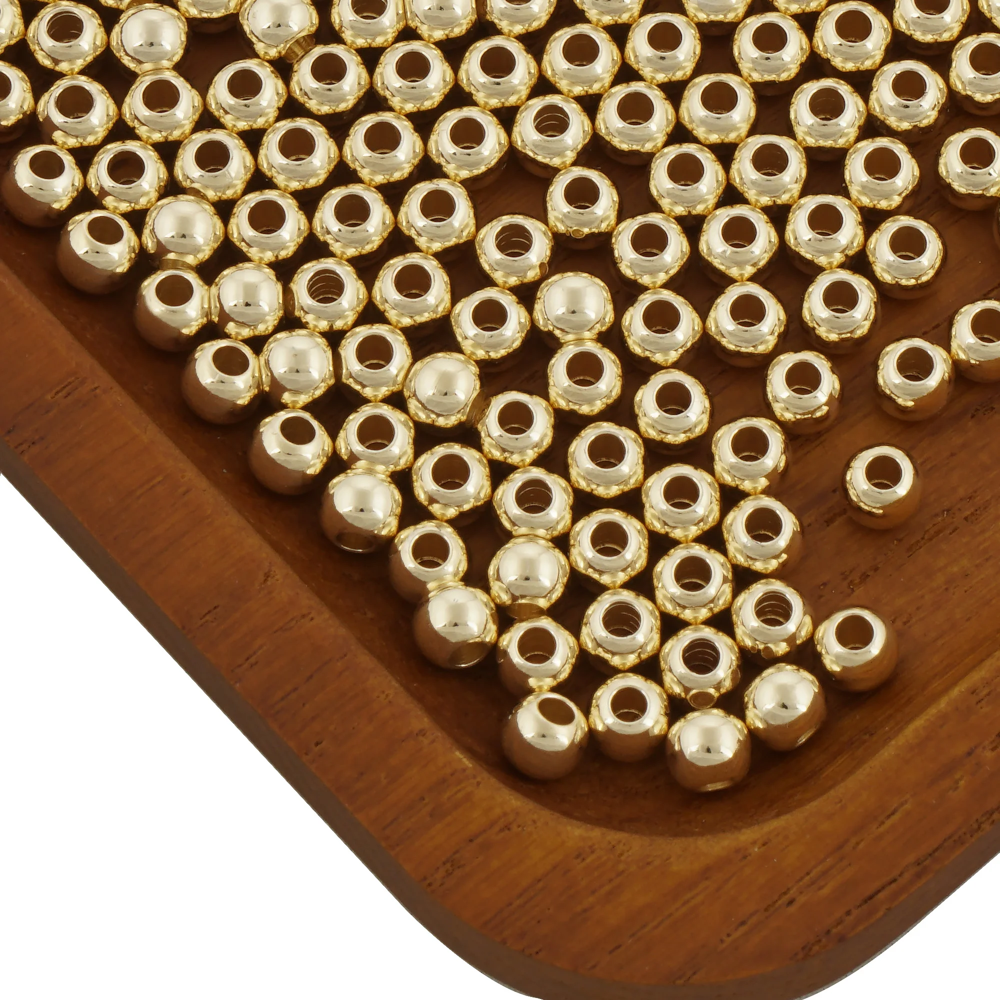 50pcs Gold Filled Ball Spacer Beads For Bracelet Jewelry Making,Multi Sizes,2-6mm,Wholesale-104029