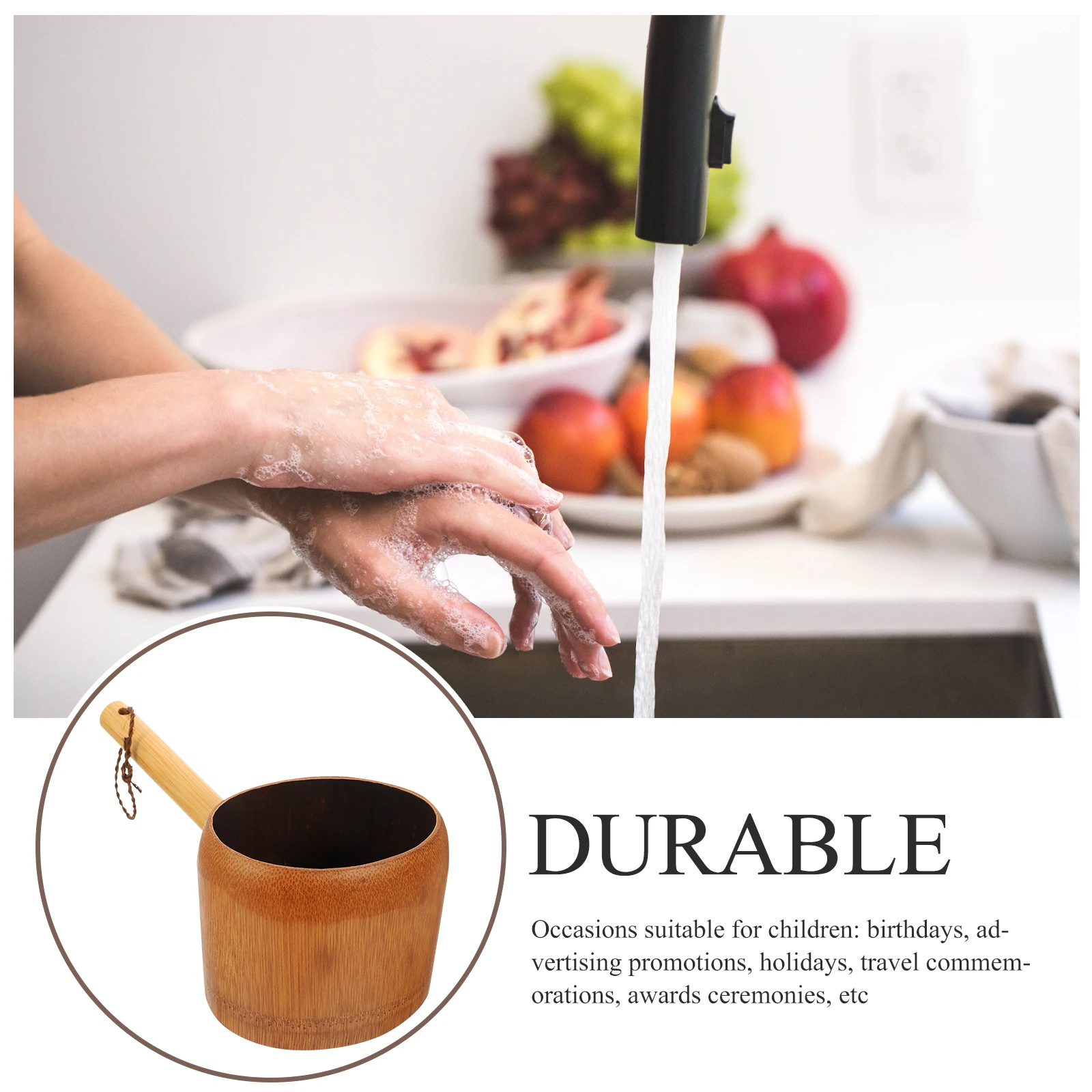 

1Pcs Multi-Purpose Water Ladle Bamboo Long Handle Scoop for Cooking Porridge Soup Practical Kitchen Tool Bamboo Water Ladle