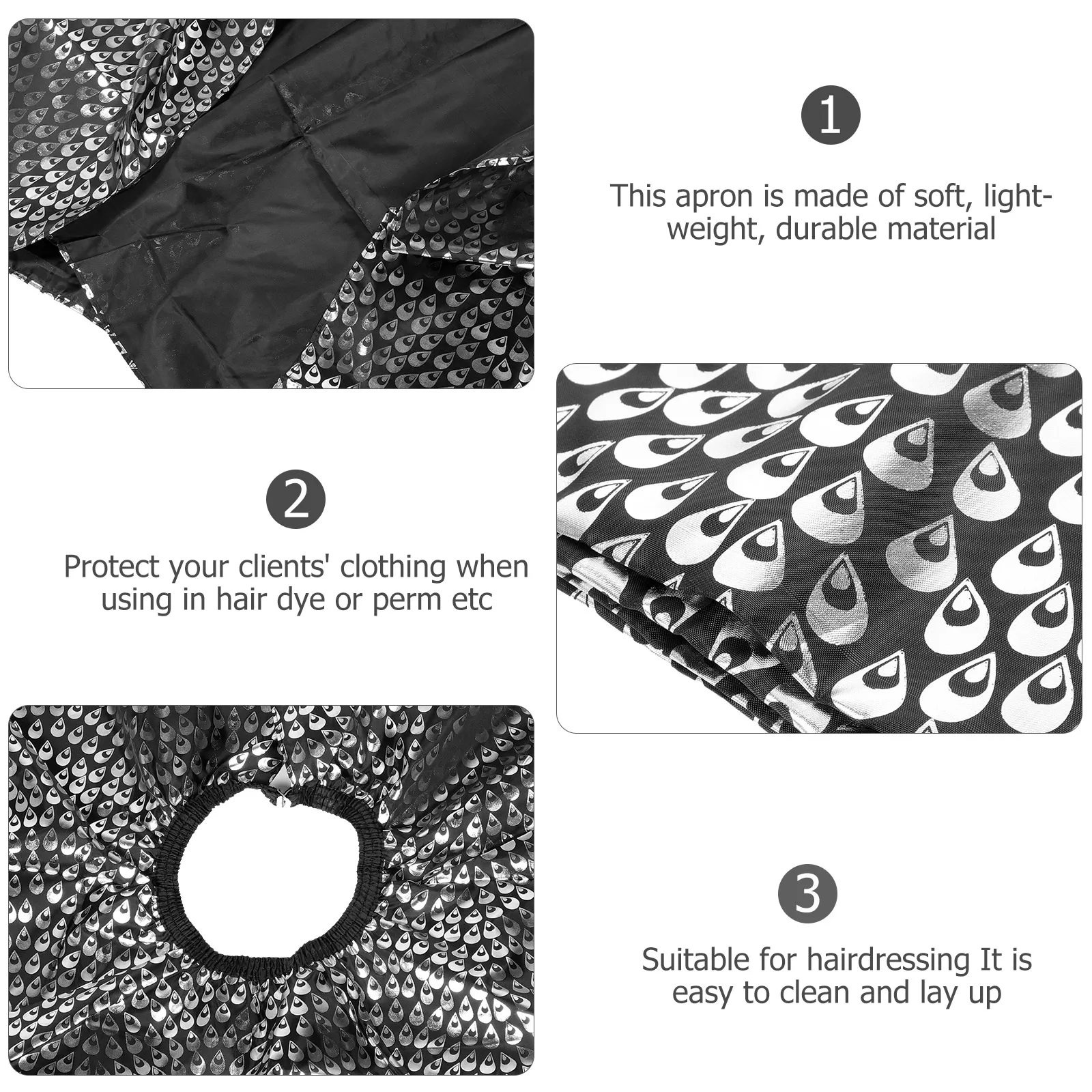 

Waterproof Breathable Hairdressing Cape For Salon Hair Cut Dyeing Perm Soft Lightweight Apron Adjustable Black White Spots Hair