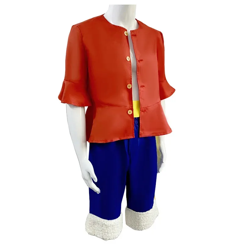 2025 New Anime Piece Cosplay Monkey D Luffy 1st Costume Full Set Uniforms Adult Halloween Party Wear (Tops+Shorts+hat)Kodiak
