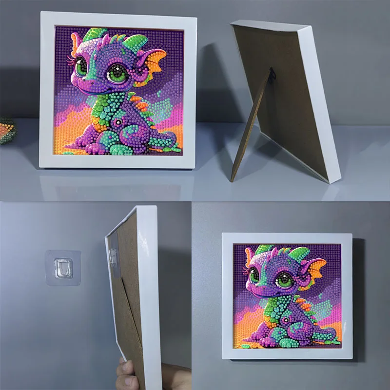 5D DIY Cute Dragon Diamond Painting Children\'s Puzzle Art Kit Stitch Picture with Frame Pen Tools Home Decorations 2024 New Gift