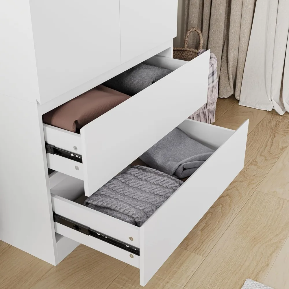 منظم خزانة غرفة النوم قائم بذاته مع قضيب تعليق وأدراج تخزين #5