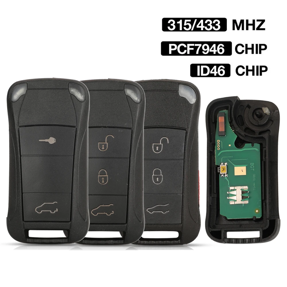 jingyuqin 2/3/4 Button 315/433MHZ ID46 PCF7946 Chip Folding Flip Remote Key For Porsche Cayenne 2004 - 2011 HU66 Uncut Blade