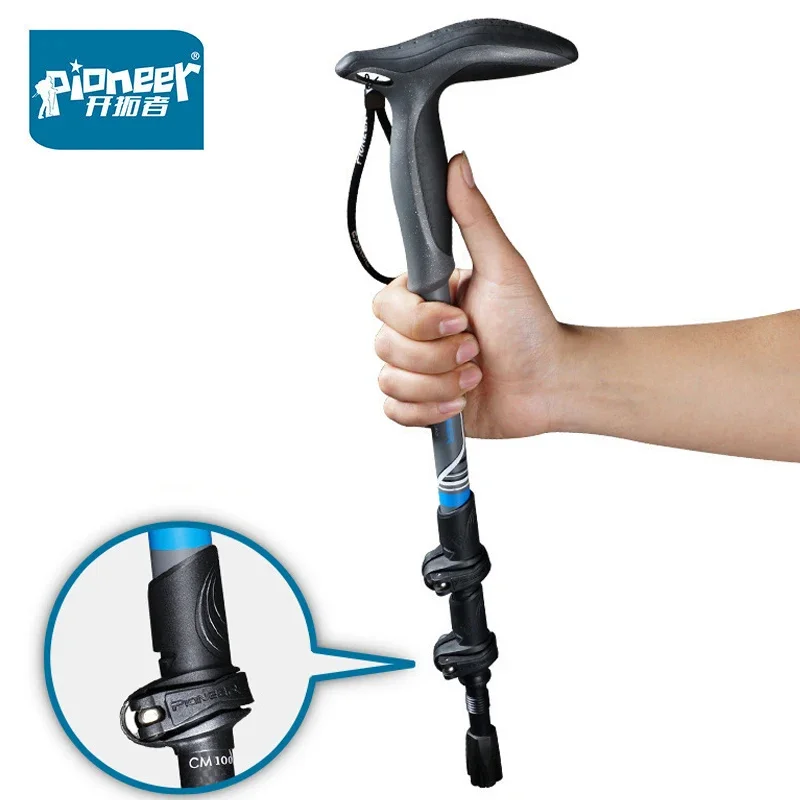 Pioneer 1 Uds bastones de Trekking bastón para caminar bastón nórdico fibra de carbono campamento de esquí bastón telescópico senderismo al aire libre XDL010