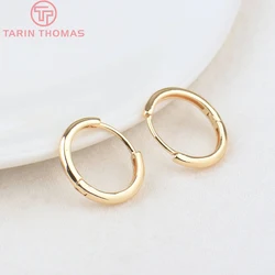 (1966)6PCS 12MM 14MM 17MM 24K Gold Color Brass Round Earring Hoop Earrings Clasps High Quality DIY Jewelry Making Findings
