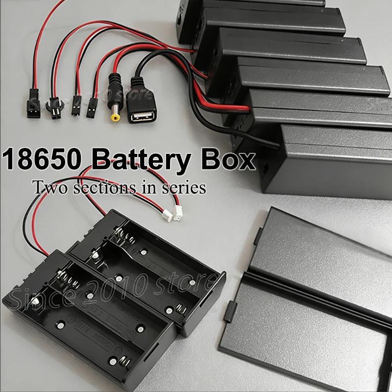 1 Piece 18650  2-Sections In Series With Cover And Switch Strap+PH2.0/+XH2.54/+sm Pin And Hole/+DC/+USB Battery Box Connector
