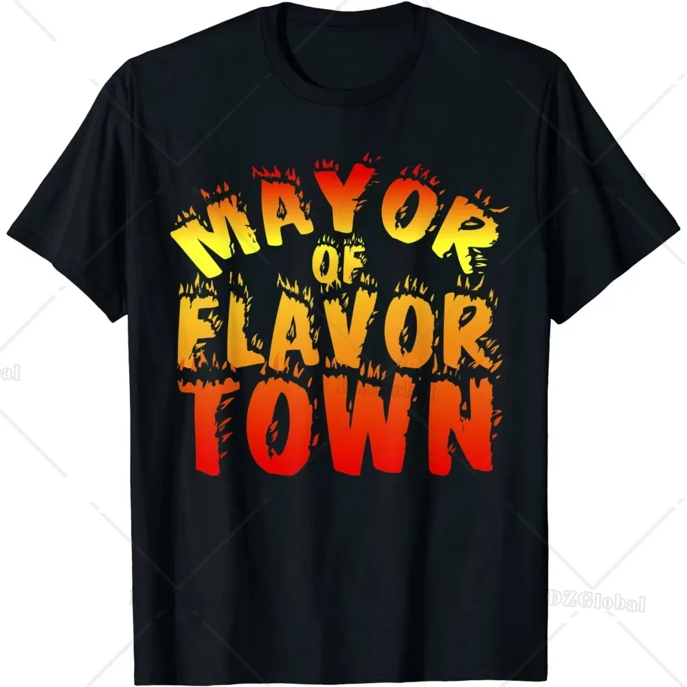 Mayor of Flavor Town T-Shirt Fashion Casual Men Cotton Tshirt Mens Clothing Large Size Tops 6xl Oversized T Shirt Streetwear