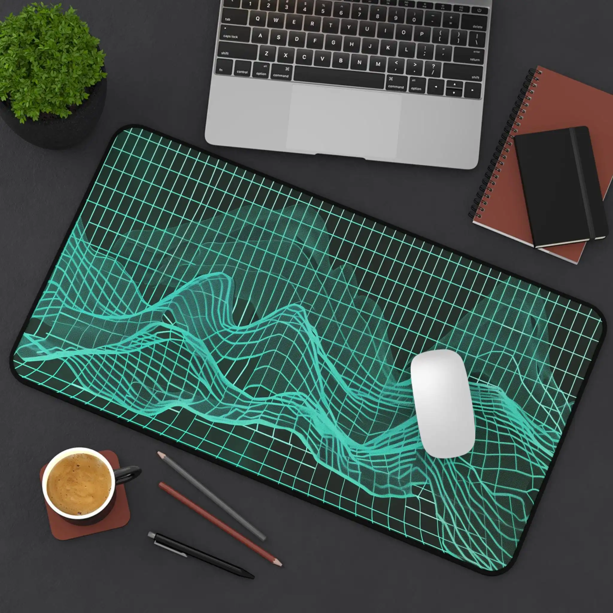 

Green Cyberspace Pattern Desk Mats, Office Decoration, Workspace Accessory, Home Office, Unique Gift for Her, Modern Desk Mat