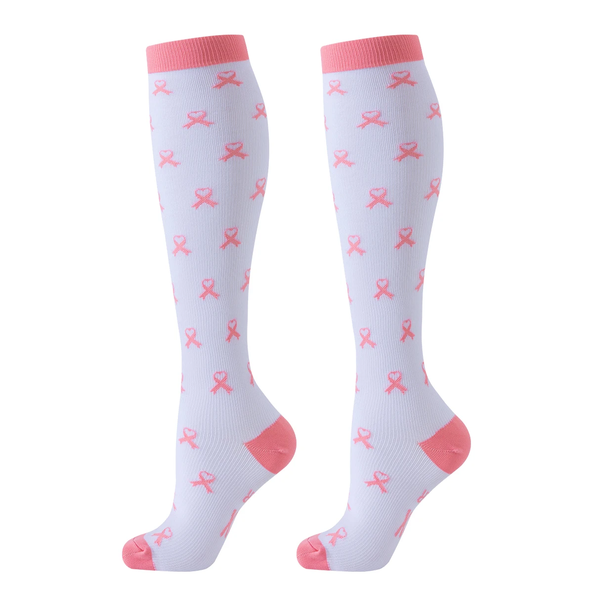 6 Pairs Ribbon Pink Compression Socks Nurse Compression Socks Sport Ladies Lady Women Running