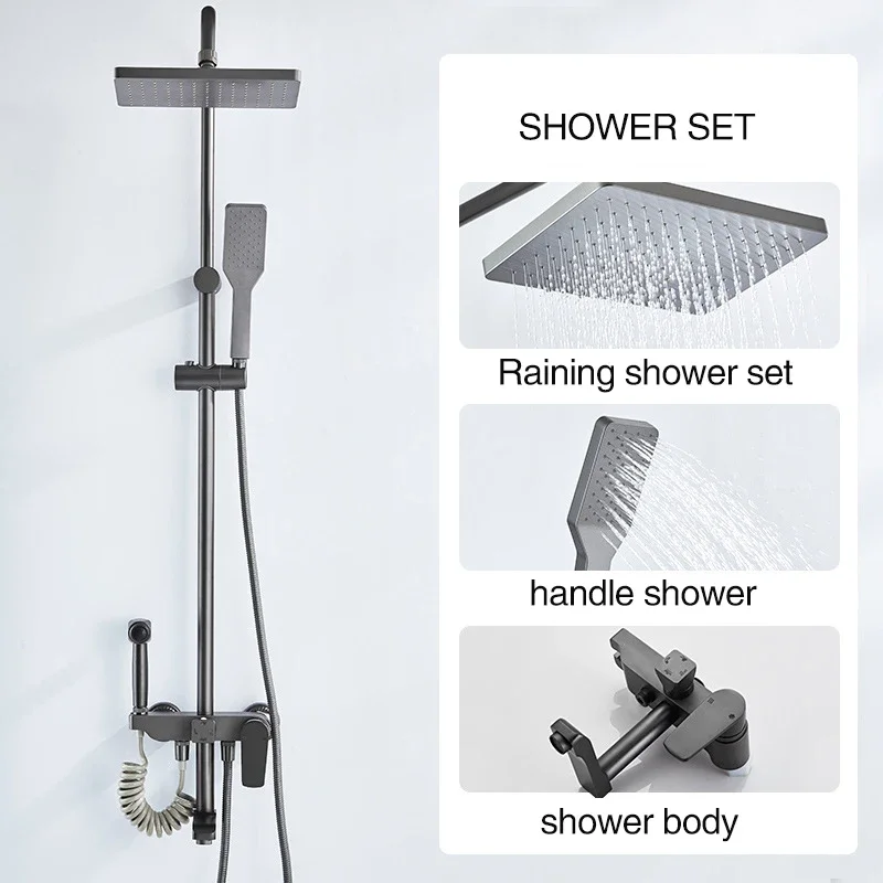 

Square Top Ducha Shower Room Chuveiro Wall Mount Bathroom Faucet Black Shower Mixer Set Bath & Shower Faucet