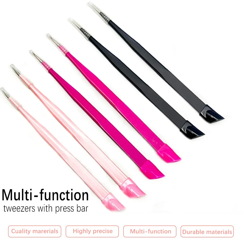 146mm Multifunction Double Ended Nail Tweezers Stainless Steel Silicone Pressing Head Nail Art Tweezers Rhinestone Stickers Jewe