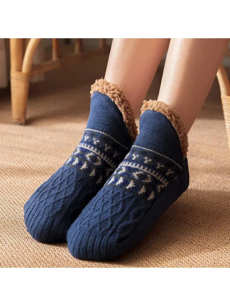 Herbst und Winter Boden Socken Hause Warme Frauen Männer Socken Schnee Socken Schlaf Teppich Socken Hausschuhe Socken Männer Nicht-slip Yoga Socken 2024