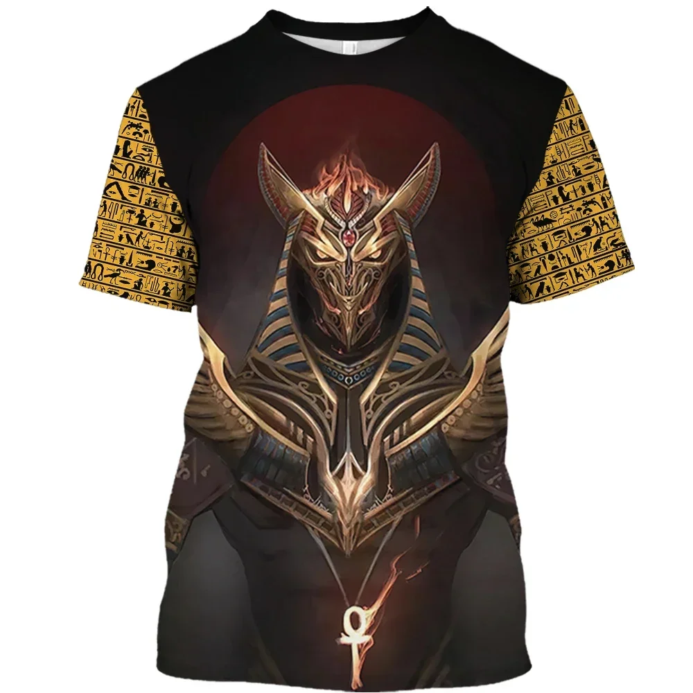 New Retro Egyptian Pharaoh Print Summer Men's O-Neck T-shirt Casual Short Sleeve Oversized T-shirt Fashion trend Street clothing