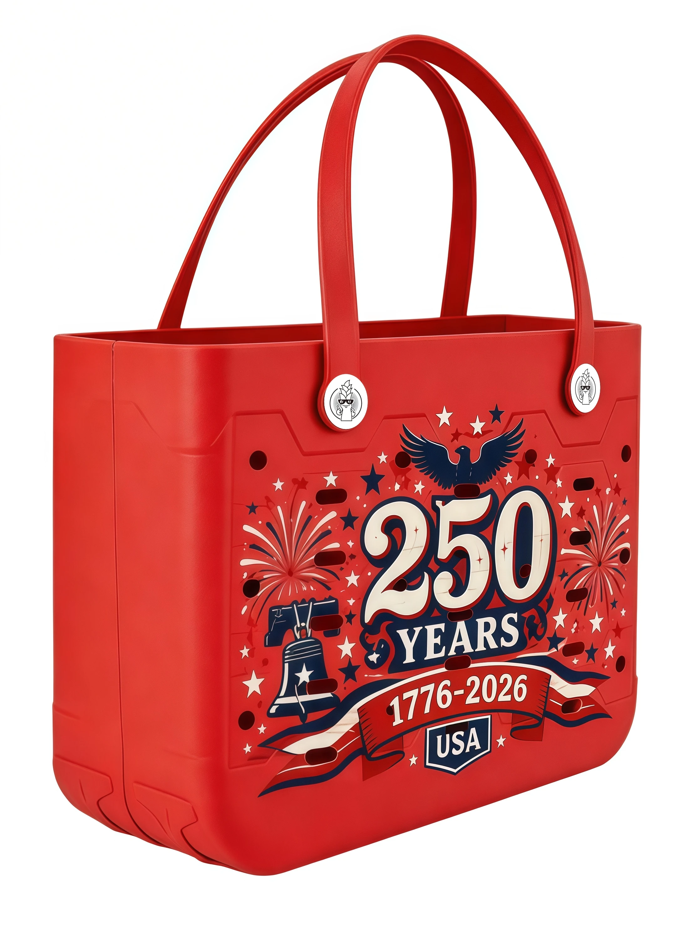 250th Anniversary Independence Day EVA Beach Tote Bag Waterproof Punched Design for Women Outdoor Travel Handbag