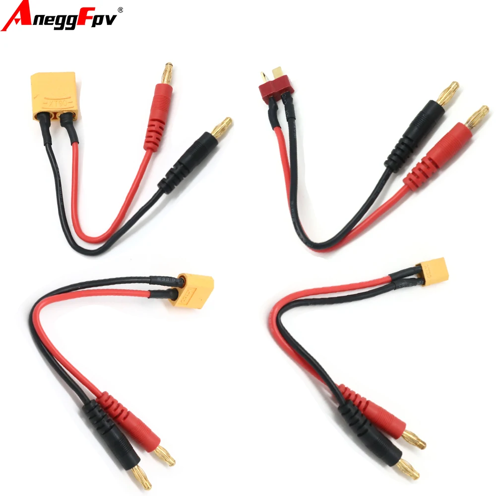 Przewód ładujący 20CM XT90 XT60 XT30 T do wtyków bananowych 4.0mm, kabel ładujący z przewodu silikonowego 14AWG do akumulatorów Lipo