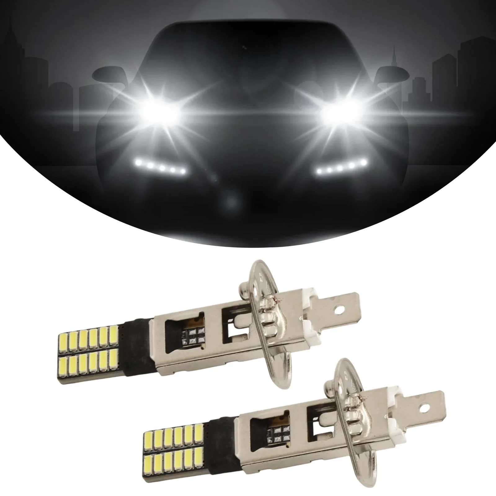 自動車用 LED フォグランプ 4014 24SMD LED ライト 洗練されたデザイン H3 LED フォグランプセット 最大出力 4 8W の強力な照明